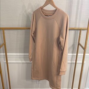 Pact Tan Raglan Long Sleeve Sweater Dress